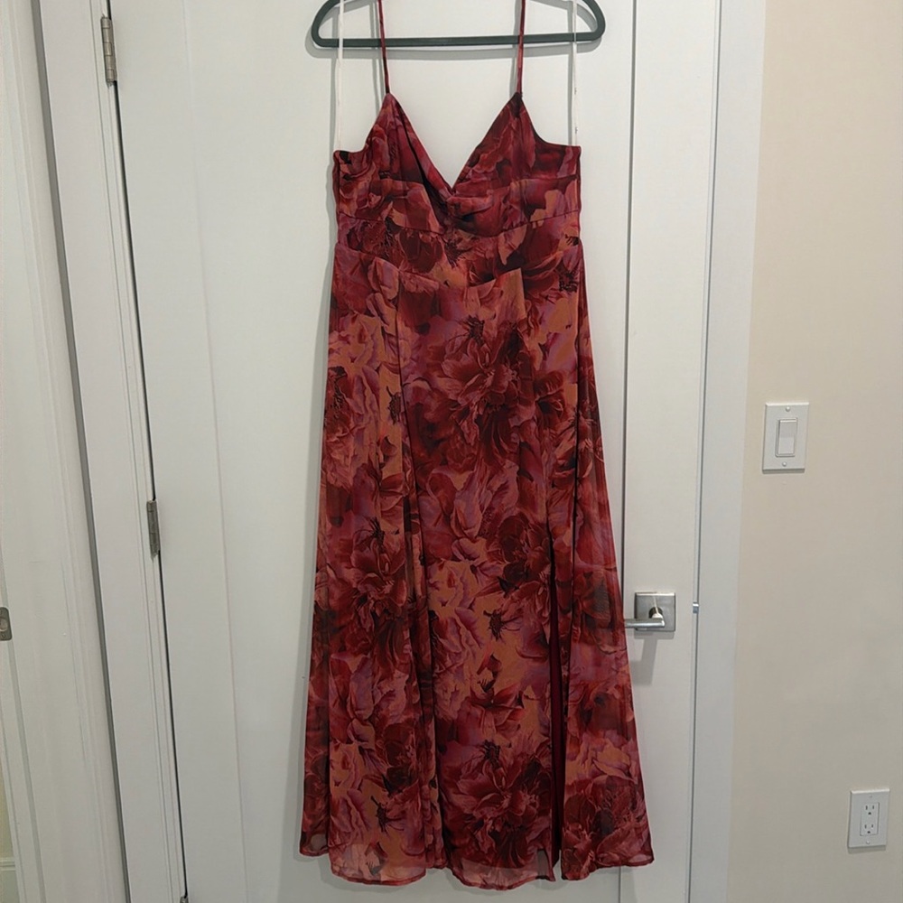 Lulu’s Beautiful Soul Burgundy Floral Print Twist-Front Maxi Dress